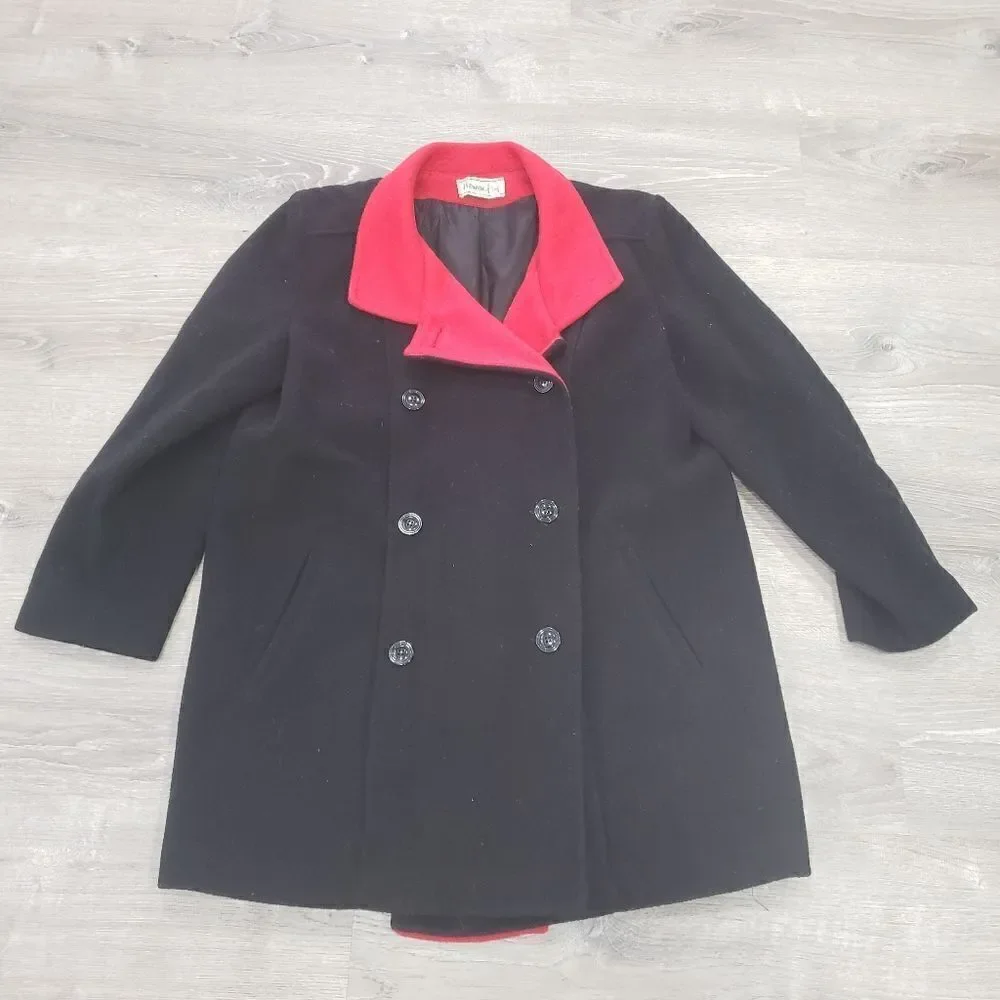Vintage Herman Kay 80% Wool Peacoat Dress Coat Womens Size Medium Made In USA - Picture 1 of 14